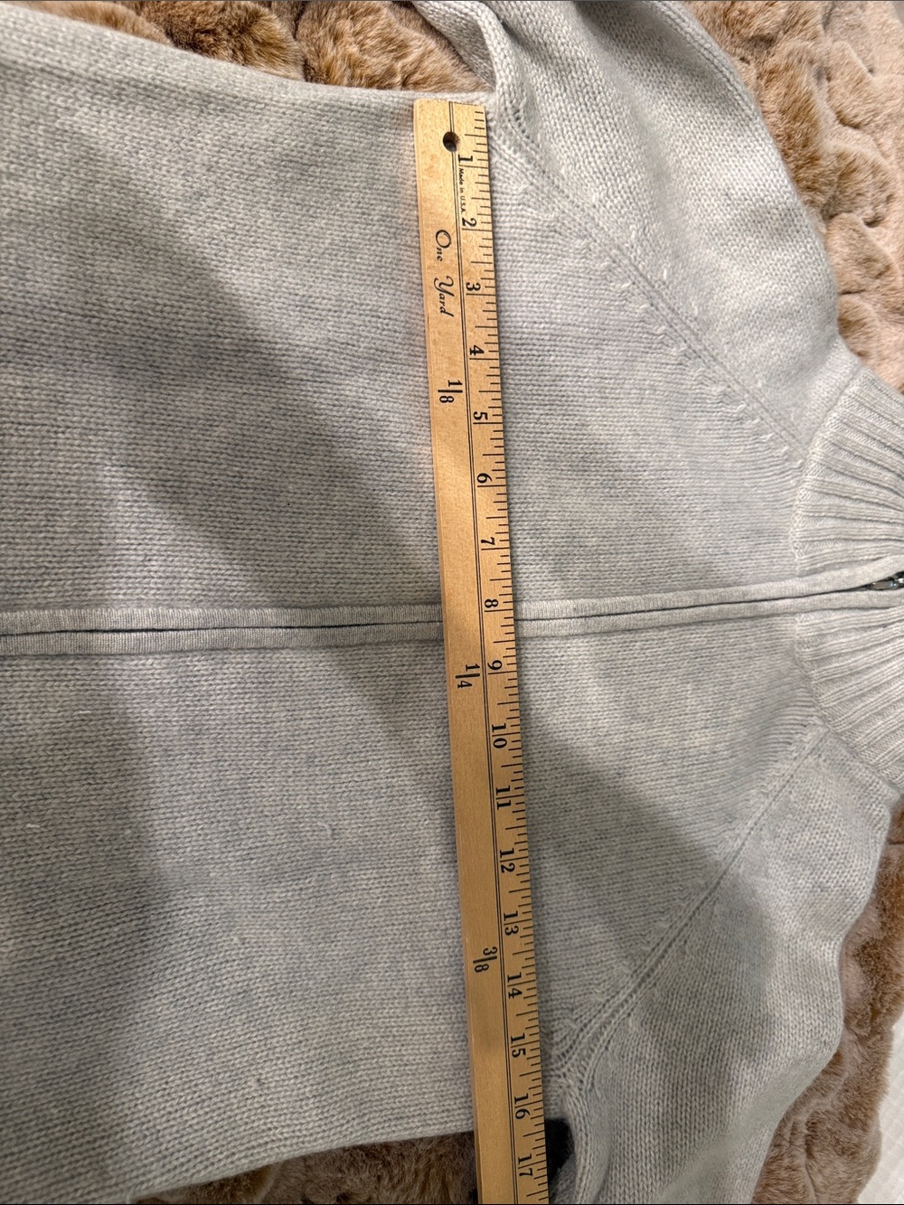 Lord & Taylor Light Gray Zip-Front Sweater Cardigan - Picture 4 of 6